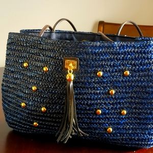 Saks Fifth Ave straw handbag